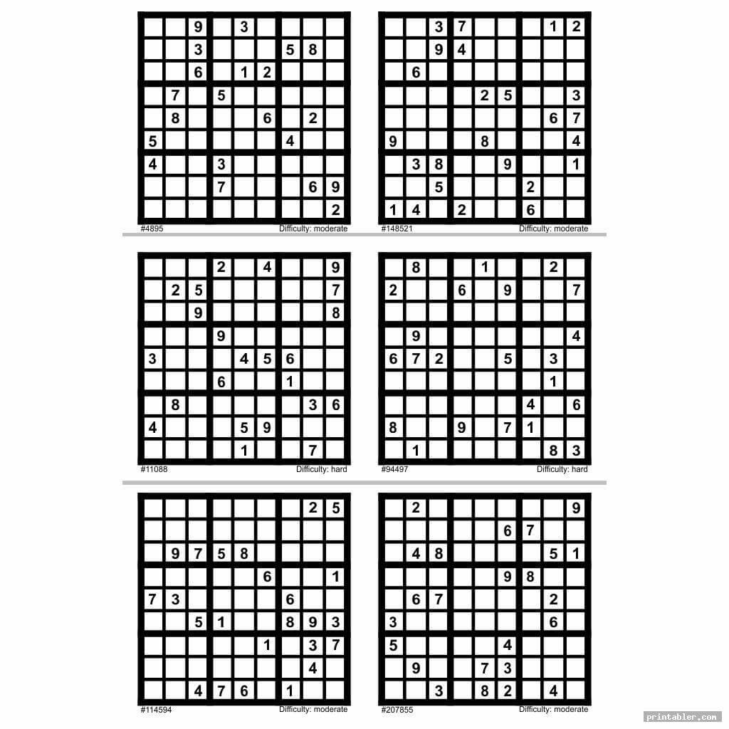 Hard Sudoku Printable 6 Per Page – Printabler Pertaining To Free Place Card Templates 6 Per Page