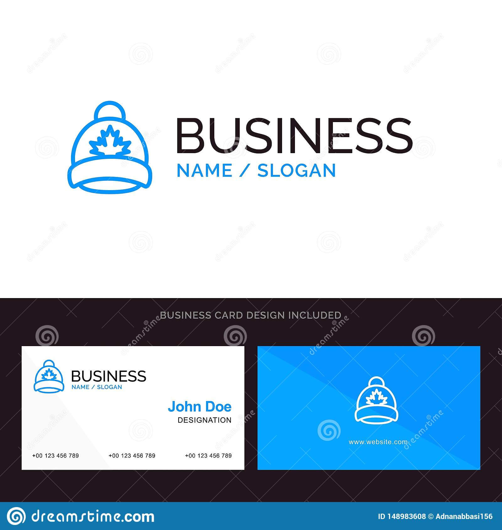 Hat, Cap, Leaf, Canada Blue Business Logo And Business Card Throughout Dominion Card Template