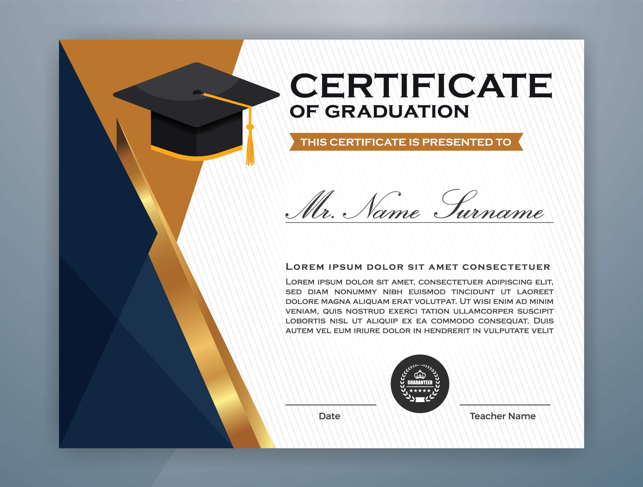 High School Diploma Certificate Template Design – Download Inside College Graduation Certificate Template