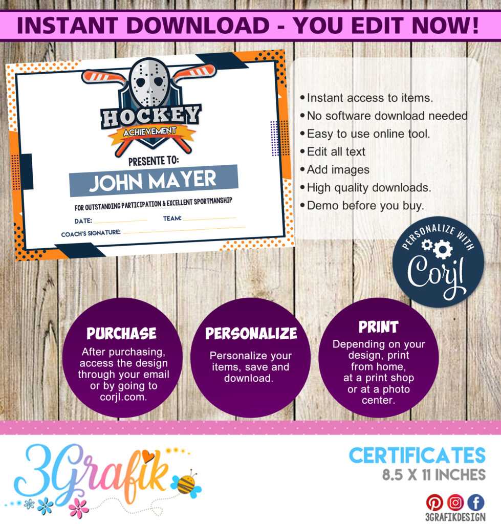 Hockey – Certificate – Printable In Hockey Certificate Templates ...