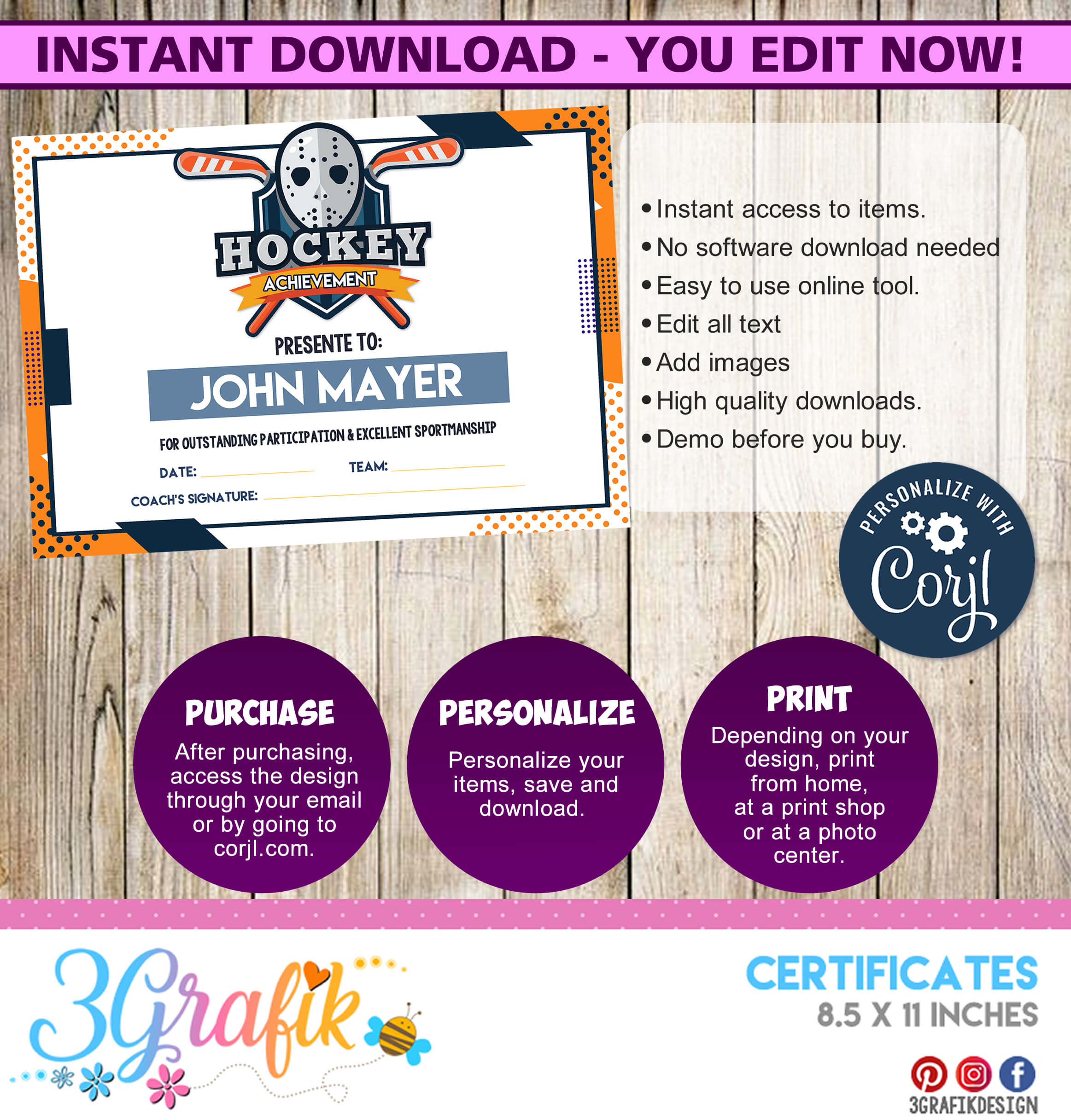 Hockey – Certificate – Printable In Hockey Certificate Templates