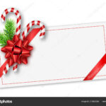 Holiday Christmas Gift Card With Red Bow, Fir Tree Branches Inside Present Card Template
