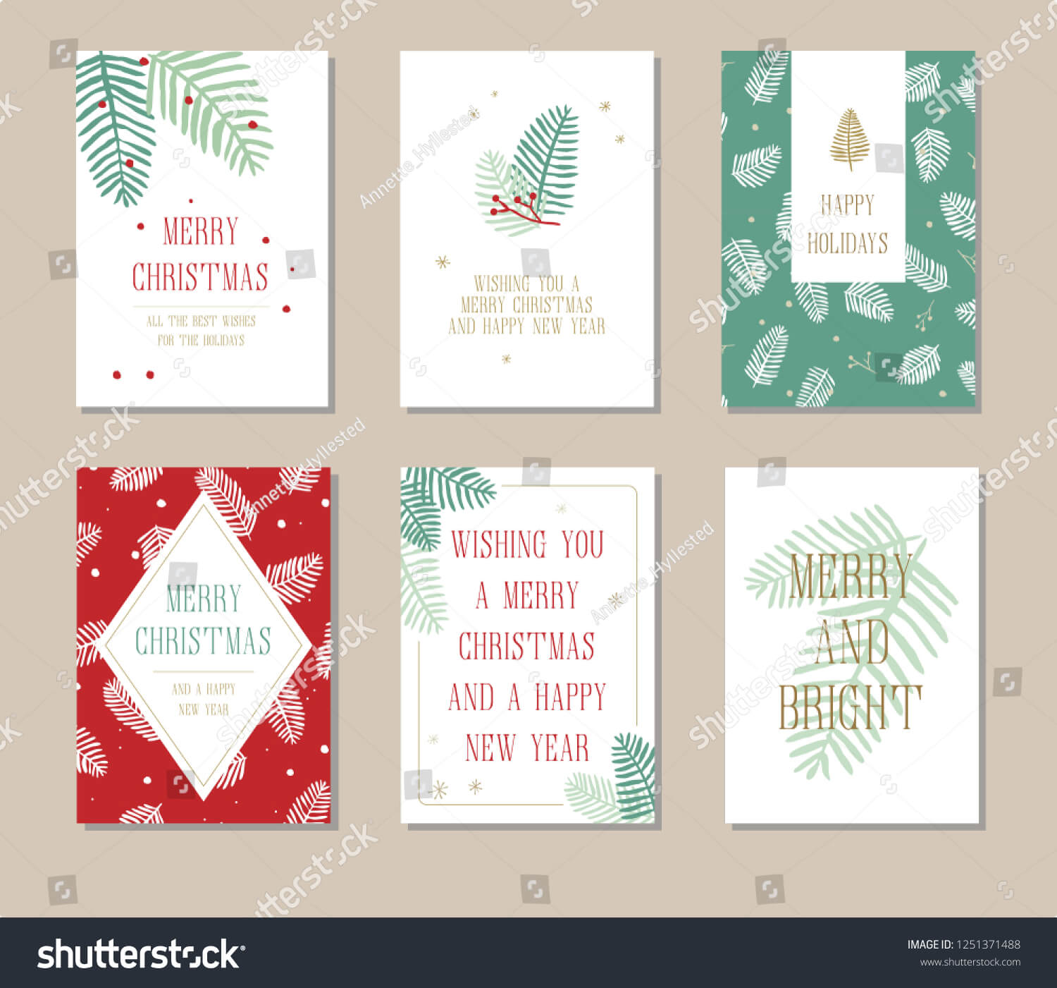 Holiday Greeting Card Set Christmas Designs Stock Vector In Print Your Own Christmas Cards Templates