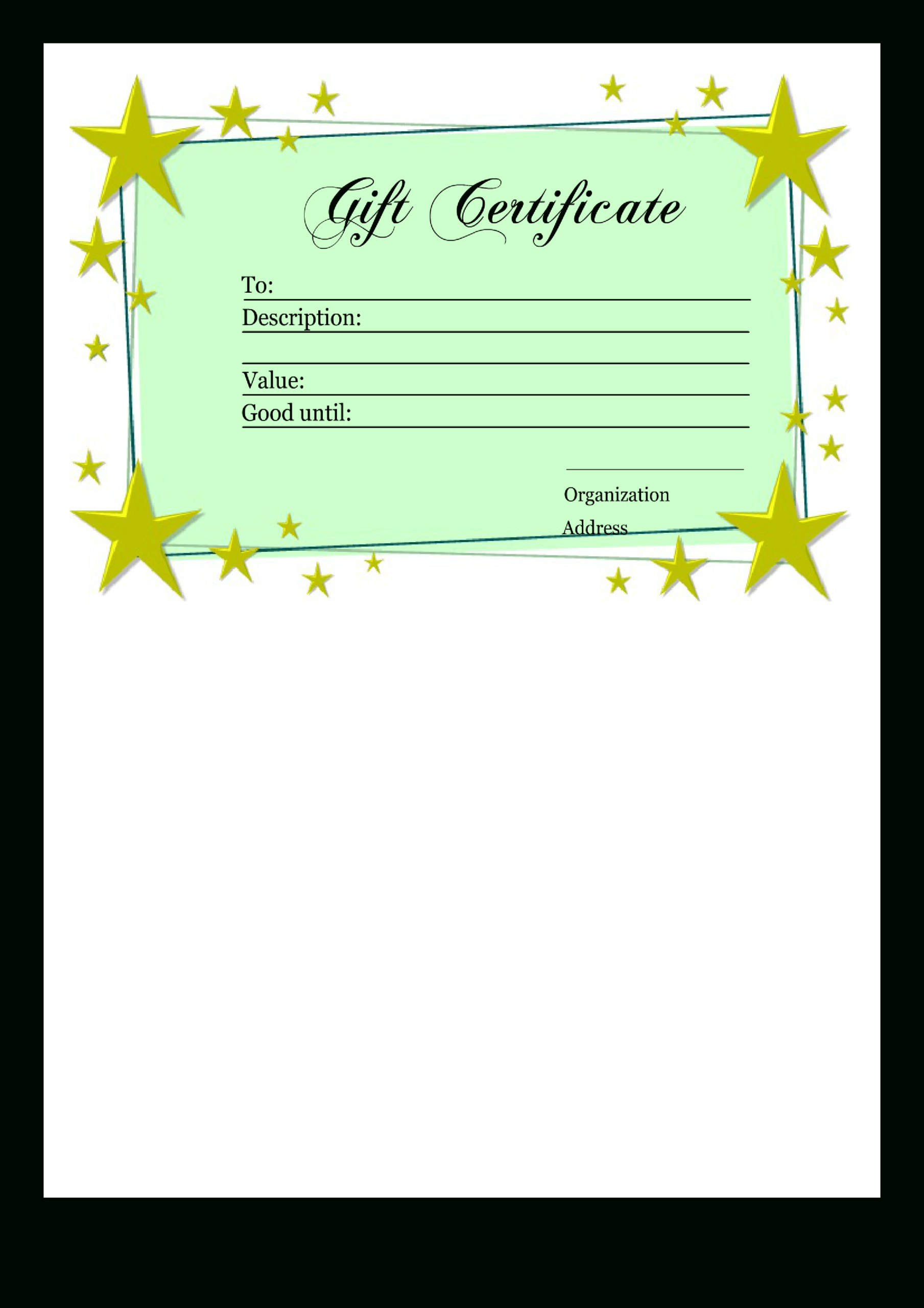 Homemade Gift Certificate Template | Templates At Throughout Homemade Gift Certificate Template