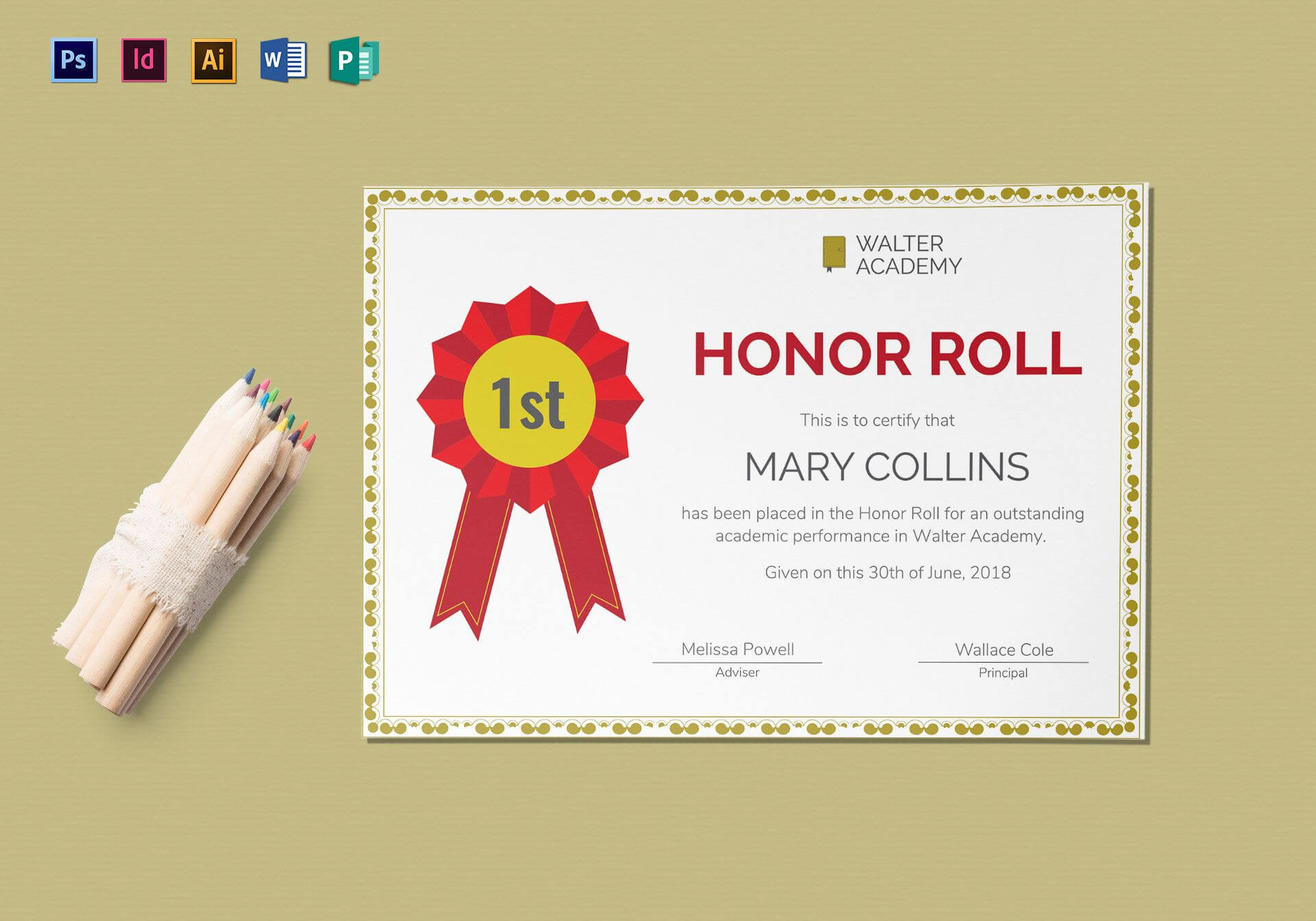Honor Roll Certificate Template Inside Honor Roll Certificate Template