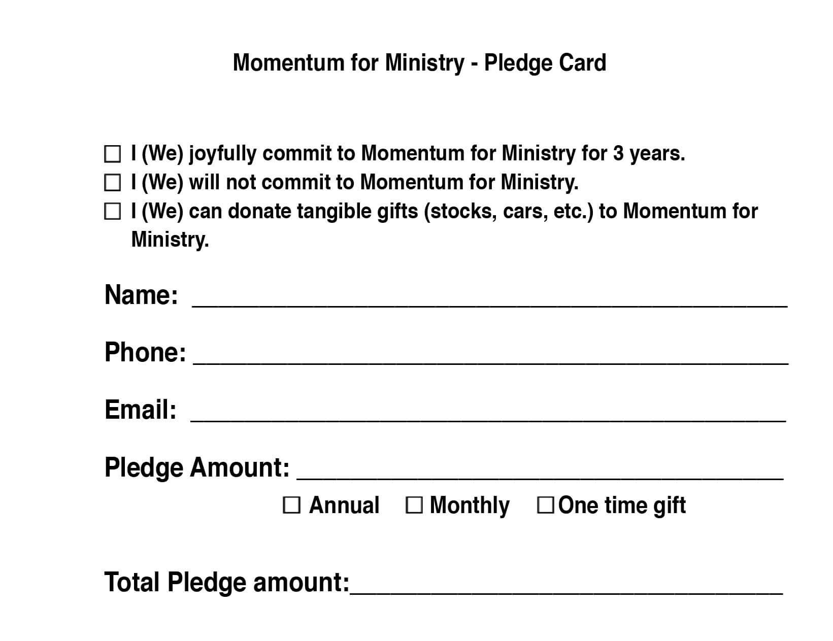 Hope Covenant Church: Chandler Az > Momentum For Ministry With Regard To Building Fund Pledge Card Template