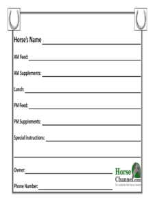 Horse Stall Card Template - Fill Online, Printable, Fillable with Horse Stall Card Template