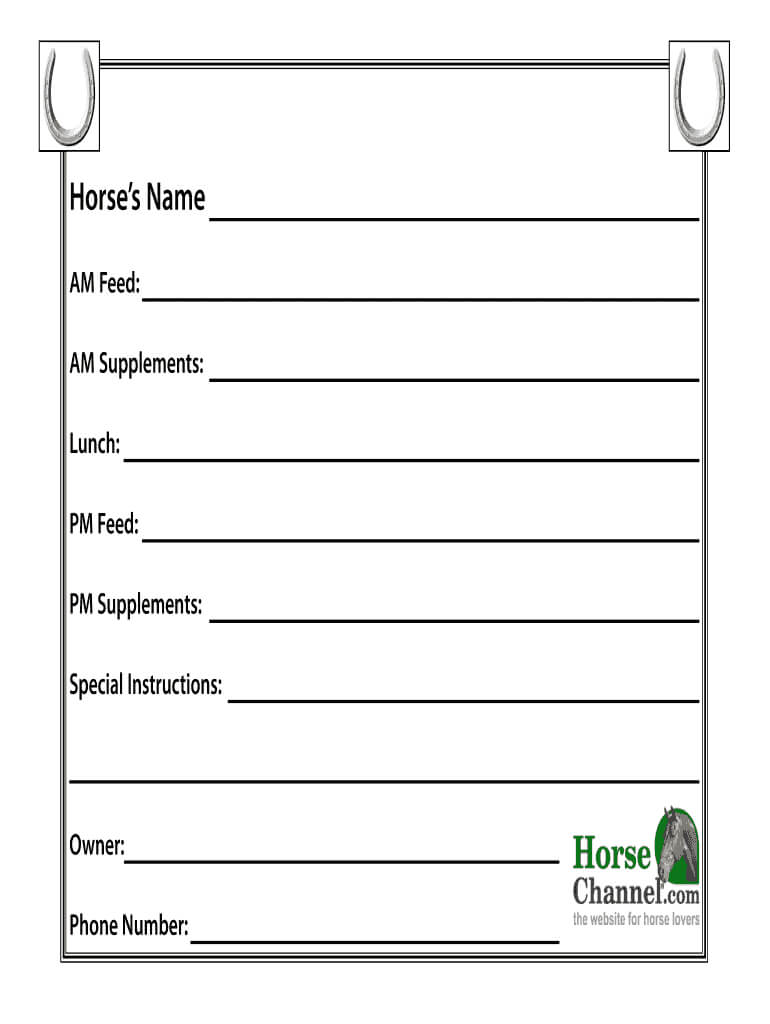 Horse Stall Card Template - Fill Online, Printable, Fillable With Horse Stall Card Template