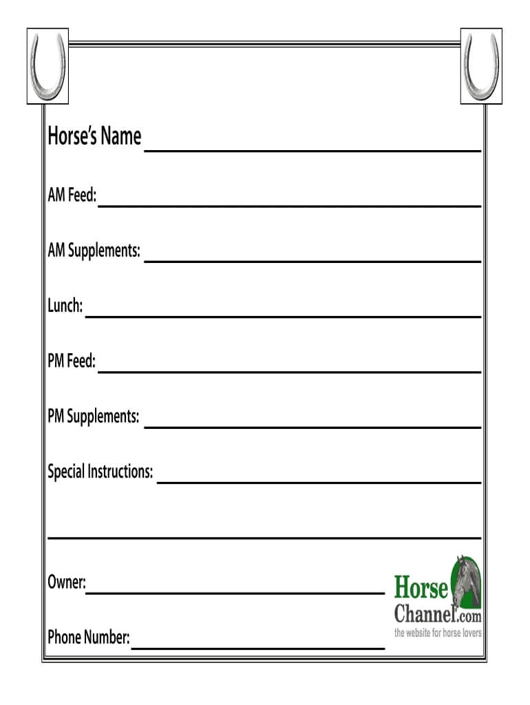 Horse Stall Card Template – Fill Online, Printable, Fillable With Horse Stall Card Template