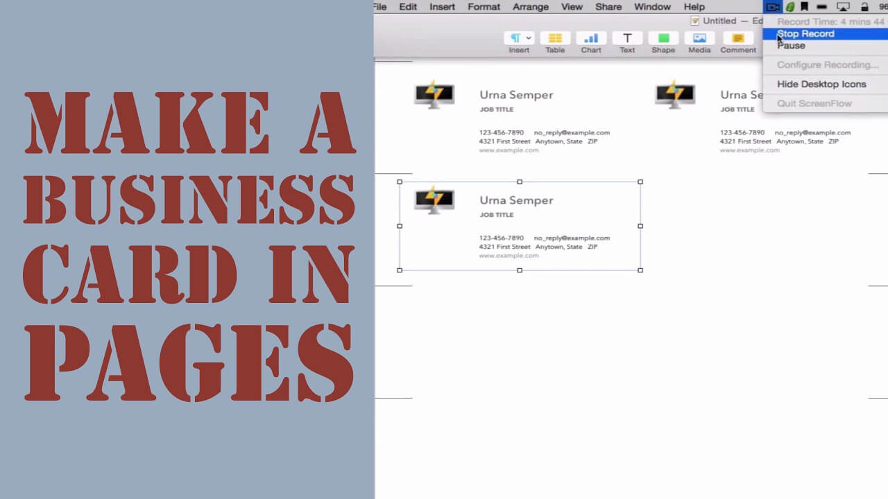 How To Create A Business Card In Pages For Mac (2014) Regarding Business Card Template Pages Mac