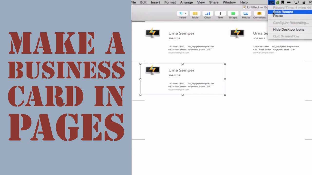 How To Create A Business Card In Pages For Mac (2014) Regarding Business Card Template Pages Mac