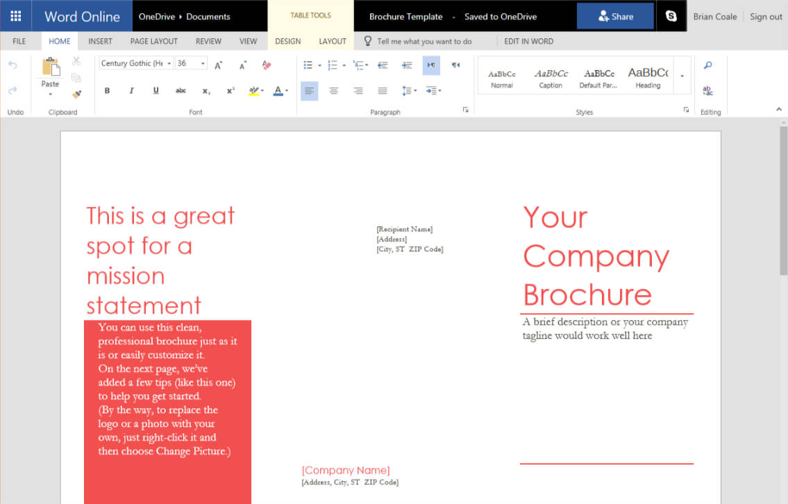How To Create A Trifold Brochure In Word Online Pertaining To Office Word Brochure Template