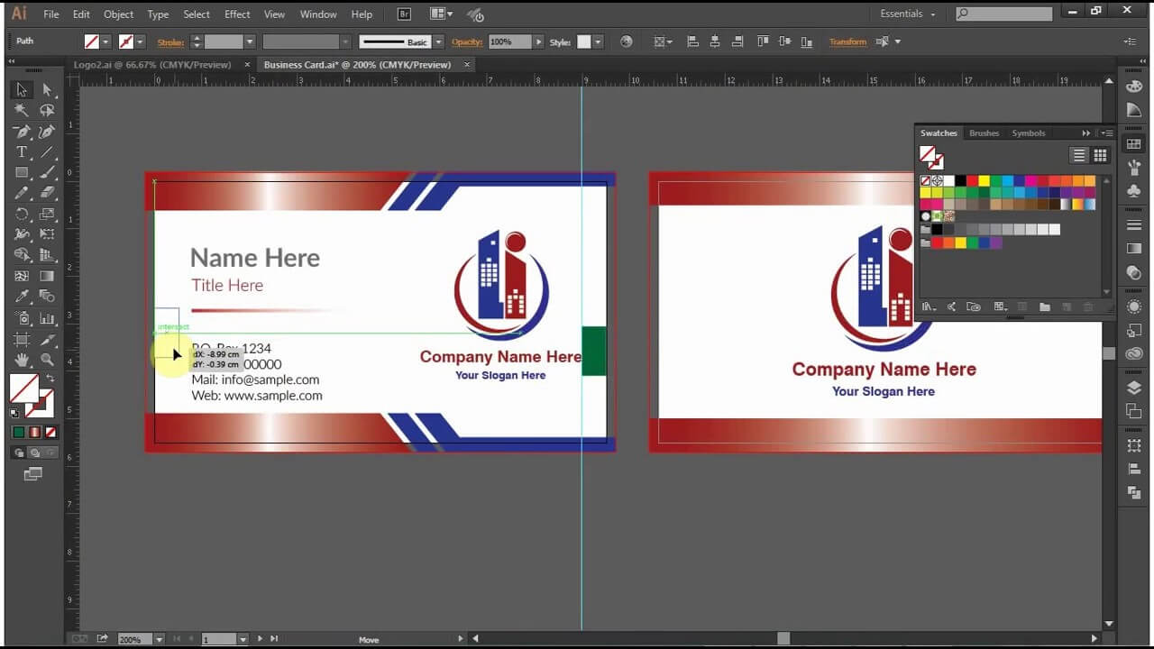 How To Design A Double Sided Business Card In Adobe Illustrator Cc, Cs6, Cs5 Regarding Double Sided Business Card Template Illustrator