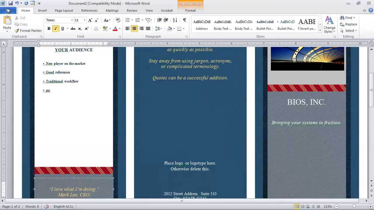 How To Make A Pamphlet On Microsoft Word 2013 – Papele For Word 2013 Brochure Template