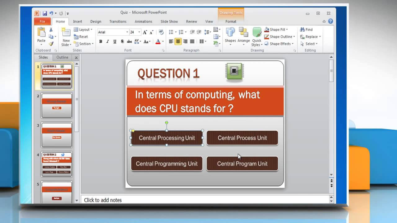 How To Make A Quiz On Powerpoint 2010 Pertaining To Powerpoint Quiz Template Free Download