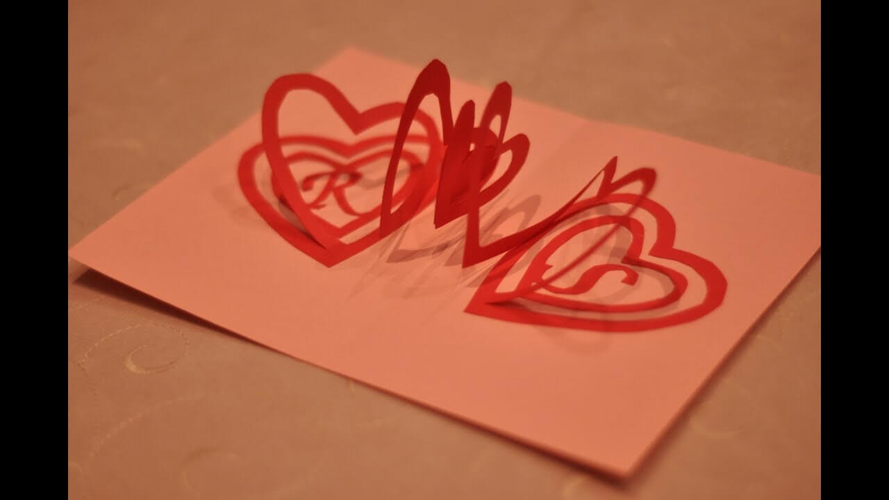 How To Make A Valentine's Day Pop Up Card: Spiral Heart Regarding Pop Out Heart Card Template