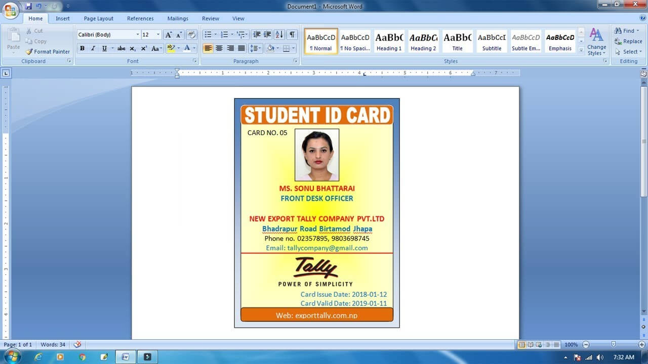 How To Make Id Card Design In Ms Word 2018 (Advance Id Card Design) Pertaining To Id Card Template For Microsoft Word