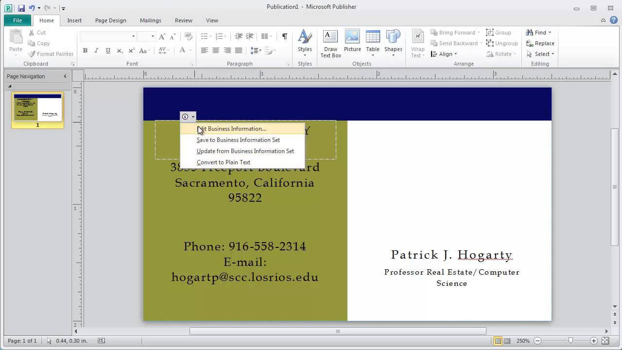 How To Use Microsoft Publisher Templates To Create A Business Card In Word 2013 Business Card Template