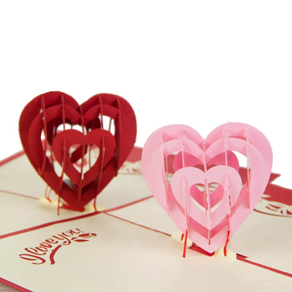 "i Love You" Red Heart Design Handmade Creative Kirigami & Origami 3D Pop  Up Greeting & Gift Cards Free Shipping 10Pcs In I Love You Pop Up Card Template