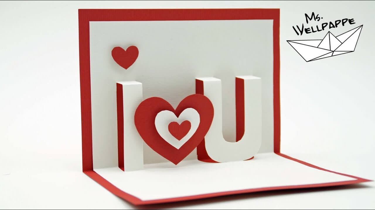 I Love You – Valentine`s Day Pop Up Cards – Paper Craft Tutorial – Diy In 3D Heart Pop Up Card Template Pdf