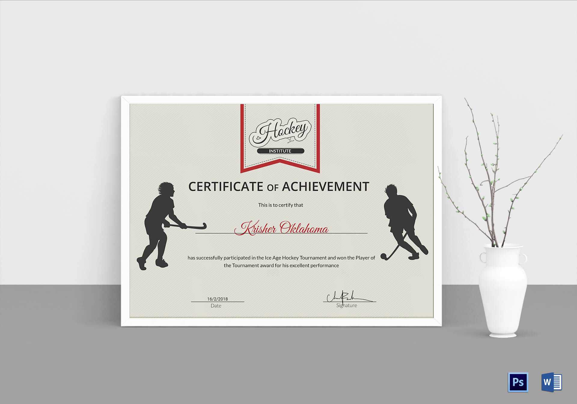 Ice Hockey Achievement Certificate Template For Hockey Certificate Templates