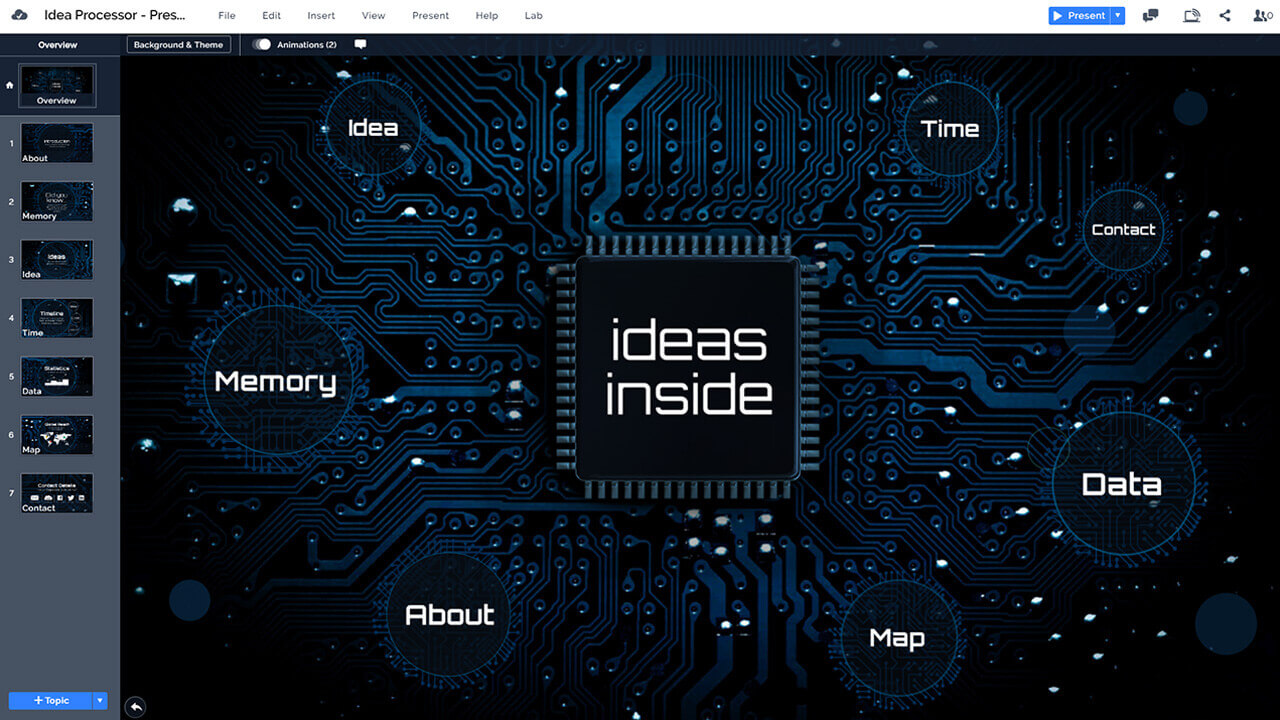 Idea Processor Chip Presentation Template | Prezibase Inside Powerpoint Templates For Technology Presentations