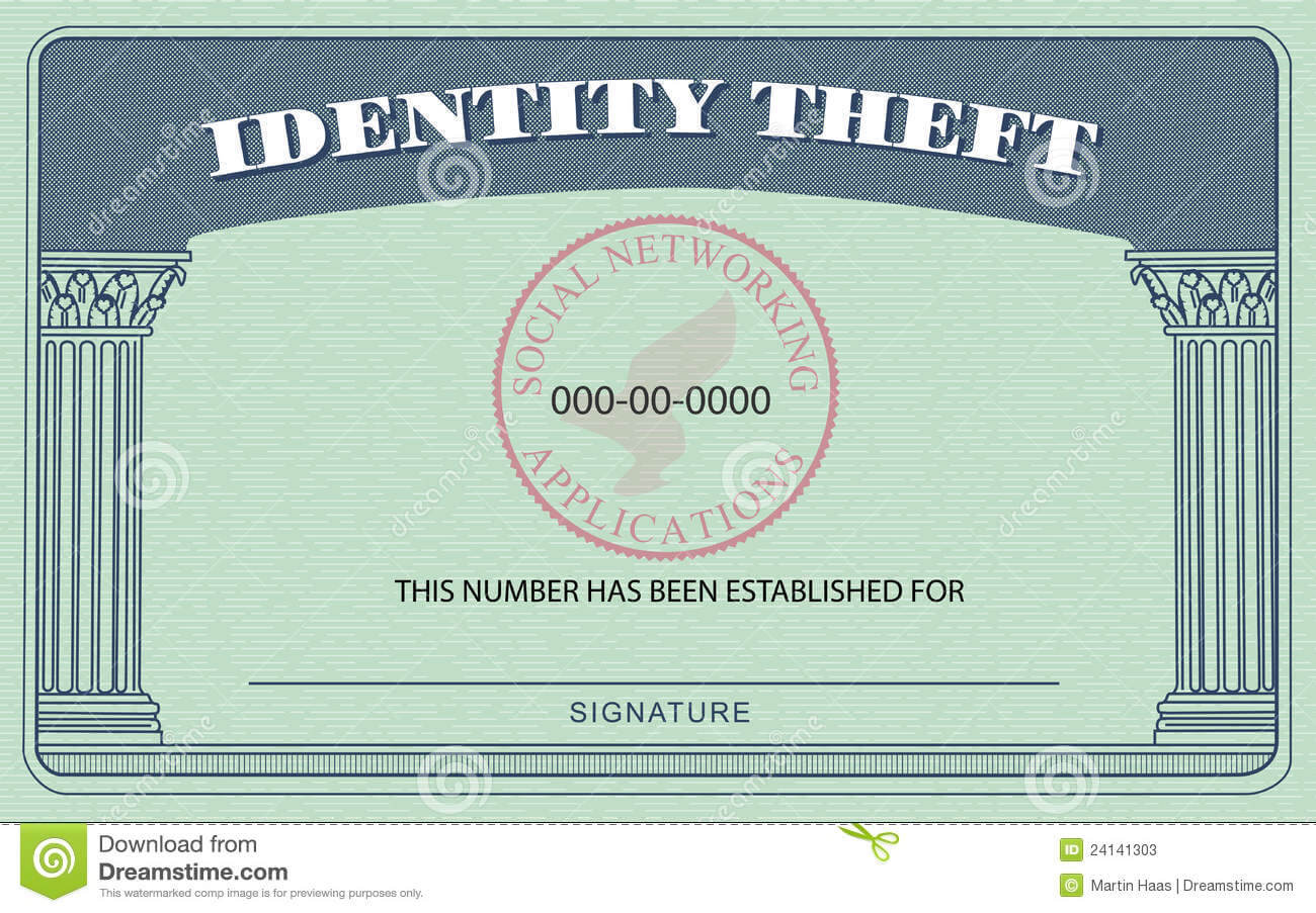 Identity Theft Card Stock Illustration. Illustration Of Intended For Social Security Card Template Download