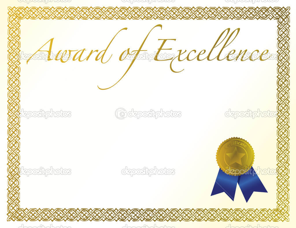 Illustration Of A Certificate. Award Of Excellence With With Award Of Excellence Certificate Template