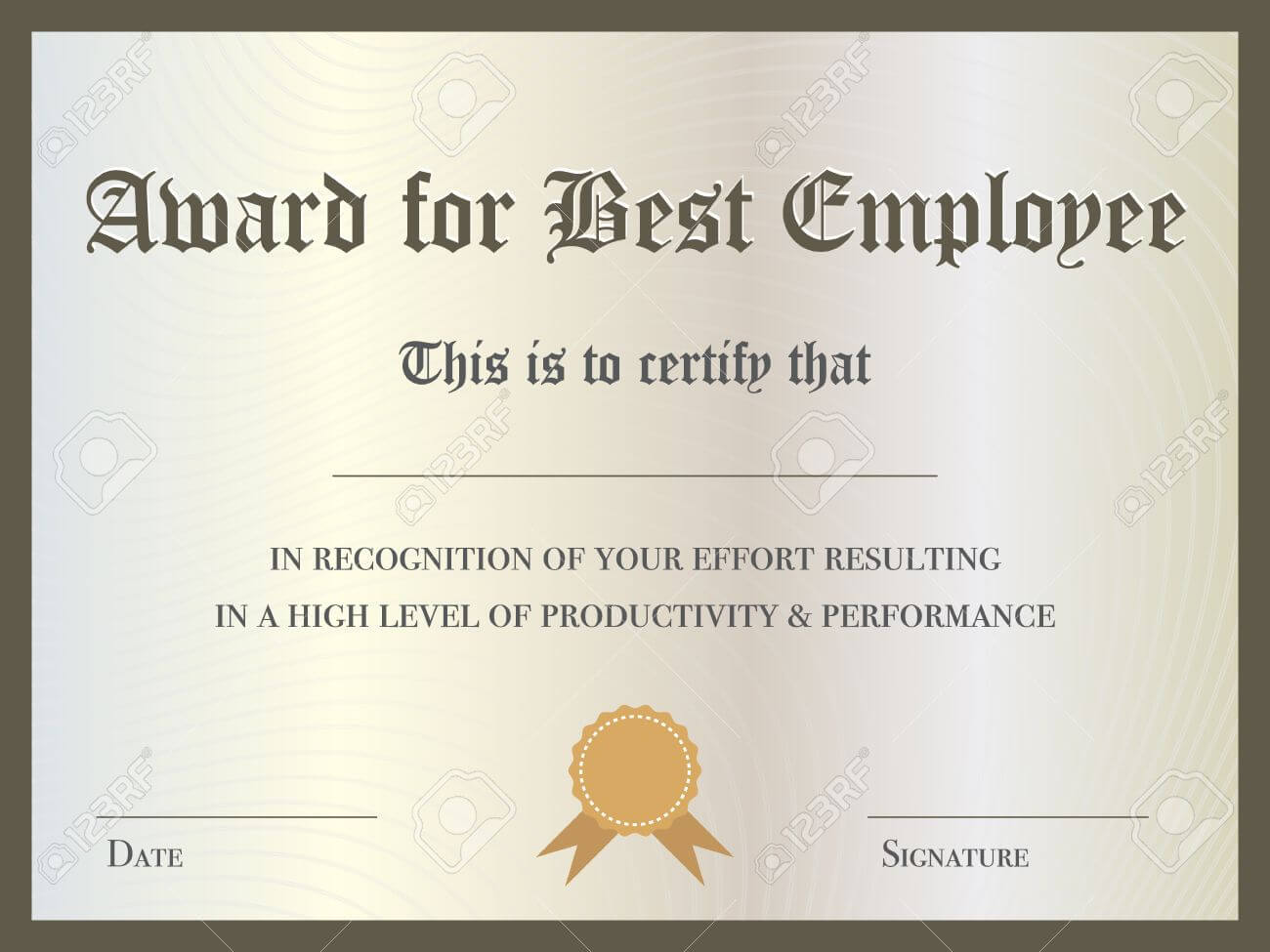 Illustration Of Certificate Award For Best Employee For Best Employee Award Certificate Templates