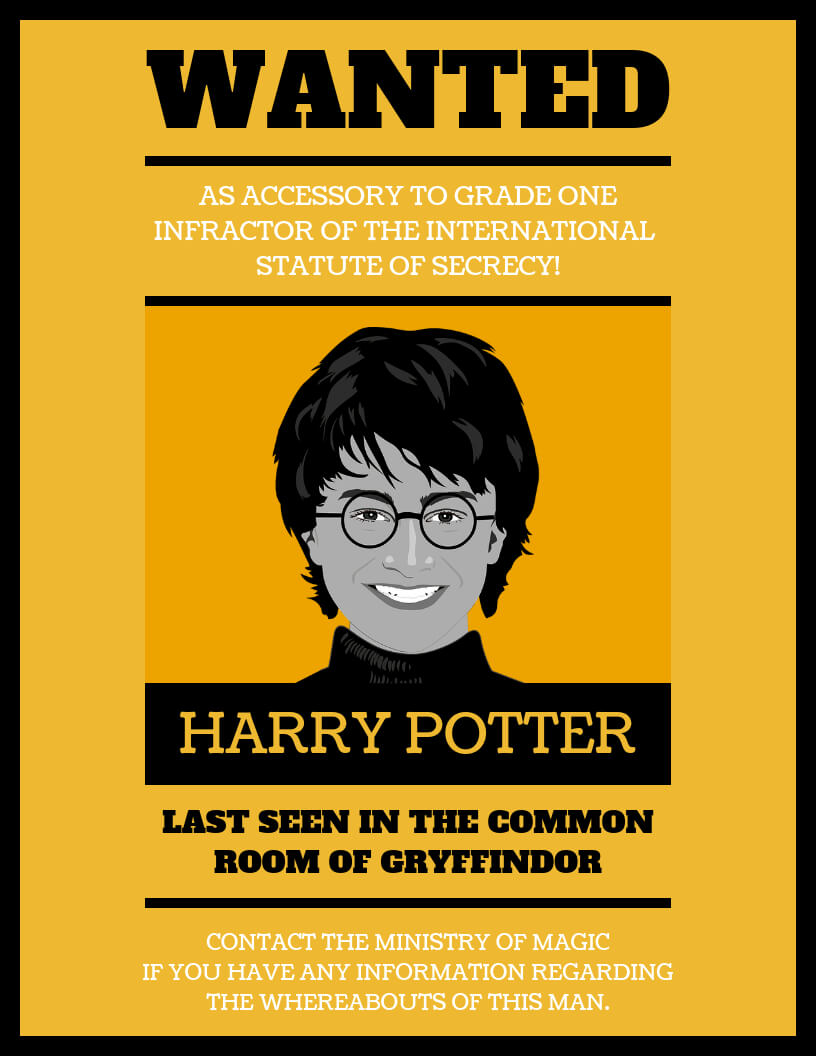 Illustrative Harry Potter Wanted Poster Template Throughout Harry Potter Certificate Template