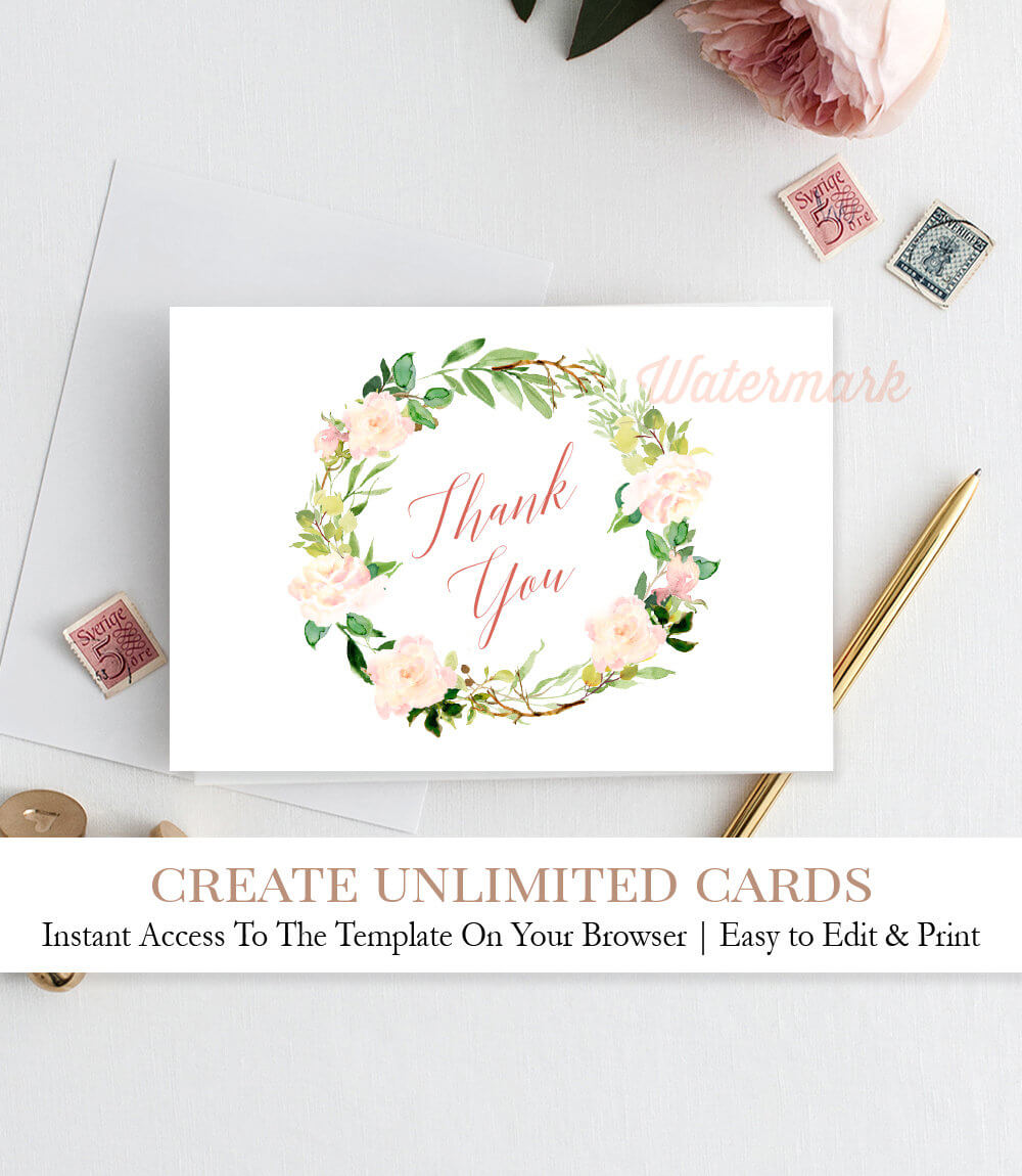 Instant Download Girl Baby Shower Thank You Note Card, N3 Throughout Thank You Note Cards Template