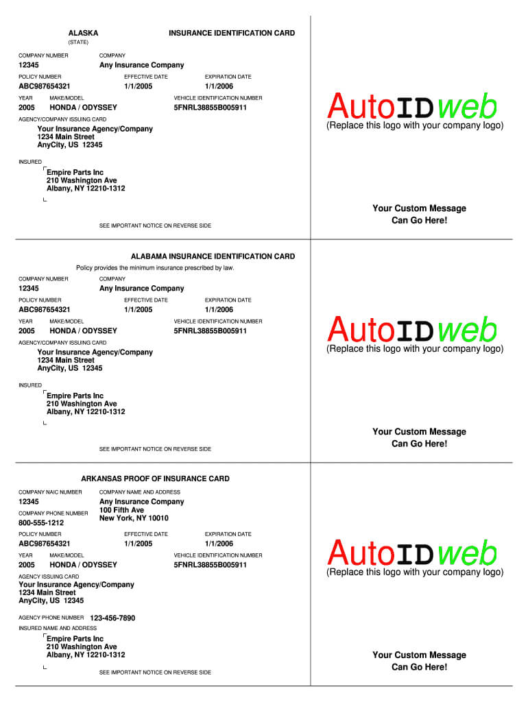 Insurance Card Template - Fill Online, Printable, Fillable For Proof Of Insurance Card Template