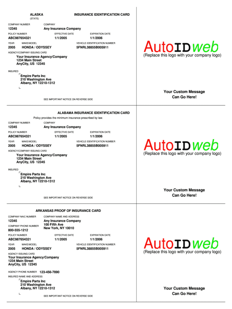 Fake Auto Insurance Card Template Download Sample Professional Templates