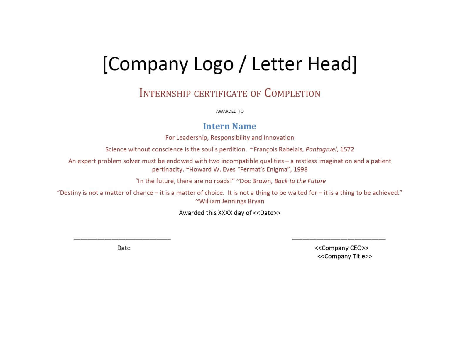 Internship Completion Certificate Template – Google Docs Regarding Certificate Template For Project Completion