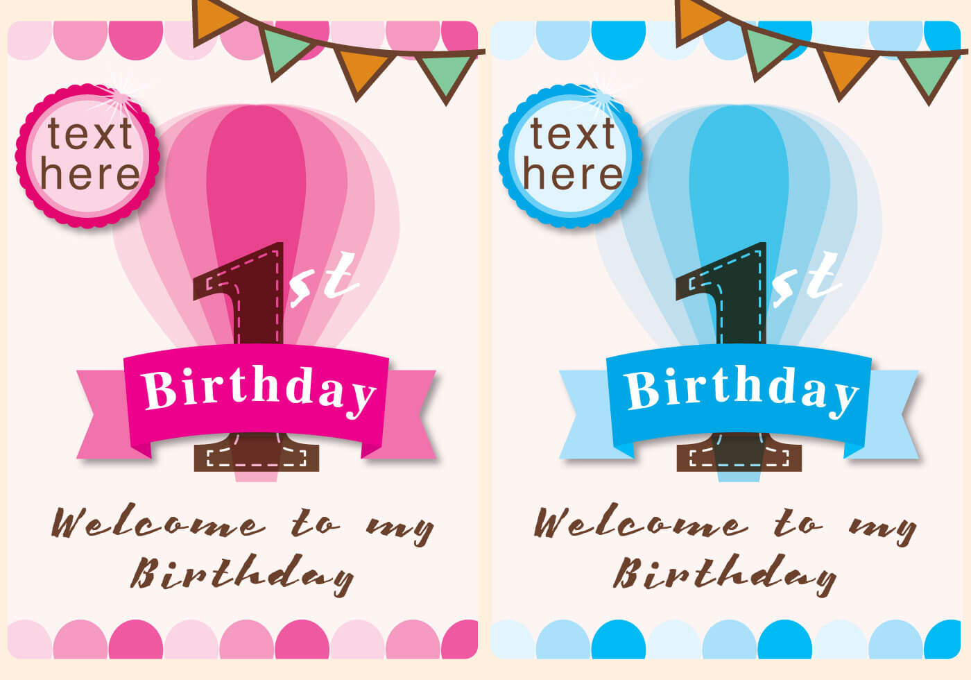 Invitation 1St Birthday Girl And Boy – Download Free Vectors Pertaining To First Birthday Invitation Card Template