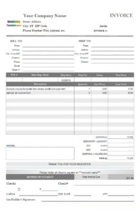 Invoice Template With Credit Card Payment Option regarding Credit Card Bill Template
