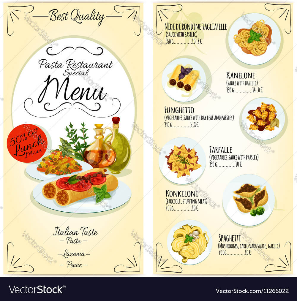 Italian Pasta Restaurant Menu Card Template Within Frequent Diner Card Template