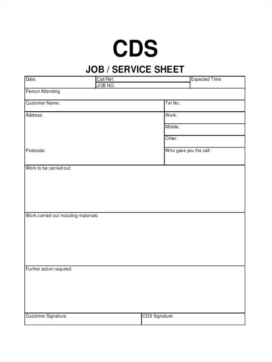 Job Card Design Print Template Mechanical Free Download Intended For Mechanic Job Card Template