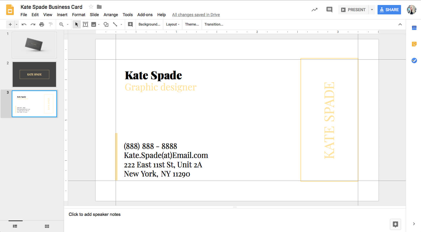 Kate Spade Business Card Template For Google Docs - Stand For Google Docs Business Card Template