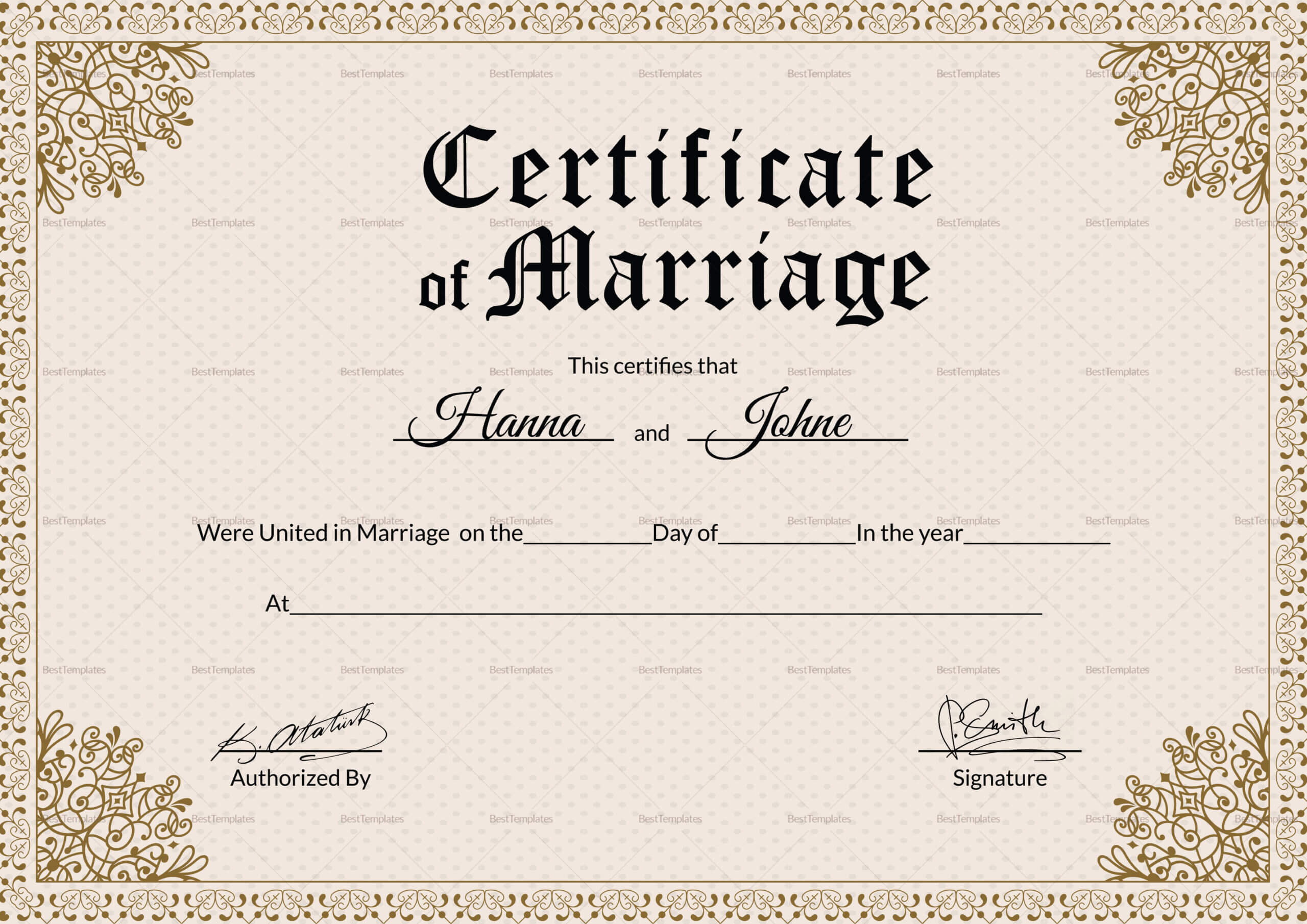 Keepsake Marriage Certificate Template Intended For Certificate Of Marriage Template
