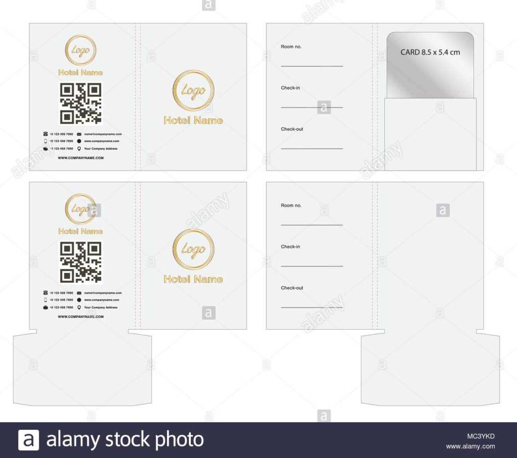 Key Card Envelope Die Cut Template Mock Up Illustration With Hotel Key