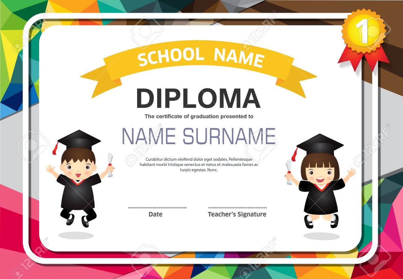 Kids Diploma Certificate Background Design Template. Pertaining To Children's Certificate Template