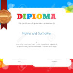 Kids Diploma Or Certificate Template With Colorful Background With Regard To Free Printable Certificate Templates For Kids