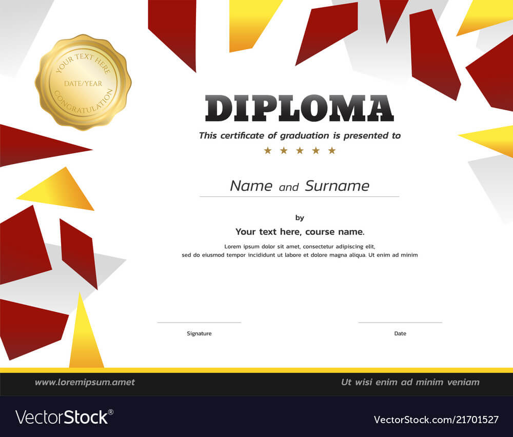 Kids Diploma Or Certificate Template With Gold With Regard To Free Softball Certificate Templates