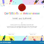 Kids Diploma Or Certificate Template With Painting Stuff Intended For Preschool Graduation Certificate Template Free