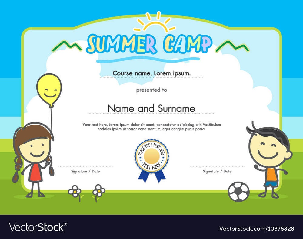 Kids Summer Camp Certificate Document Template Inside Children's Certificate Template