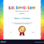Kids Summer Camp Diploma Or Certificate Template Throughout Certificate Of Achievement Template For Kids