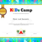 Kids Summer Camp Diploma Or Certificate Template With Colorful.. Throughout Summer Camp Certificate Template