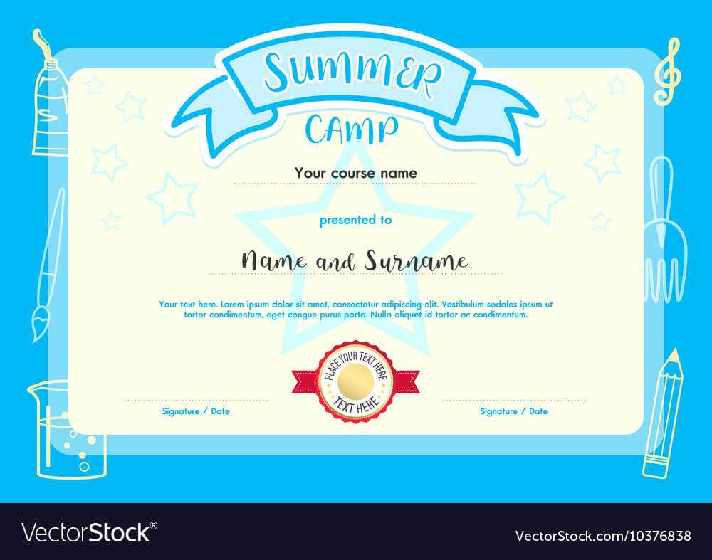 Kids Summer Camp Document Certificate Template Within Summer Camp Certificate Template