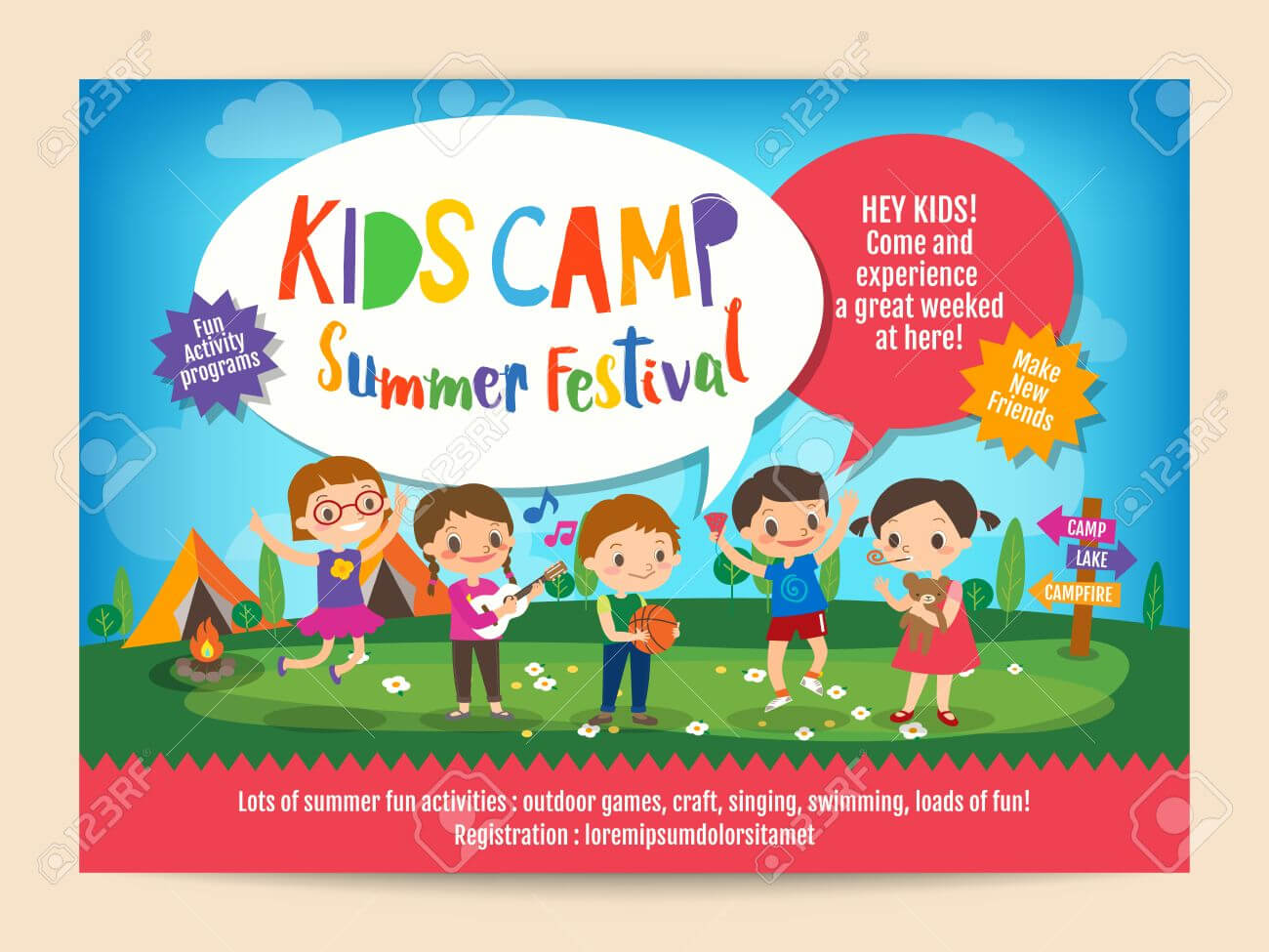 Kids Summer Camp Education Advertising Poster Flyer Template.. For Summer Camp Brochure Template Free Download